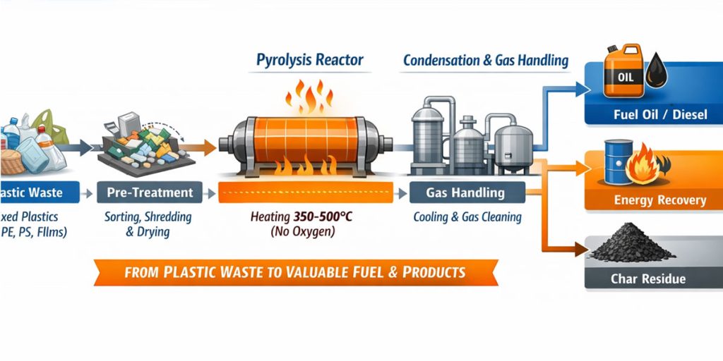 Pyrolysis Plastic into Fuel Oil