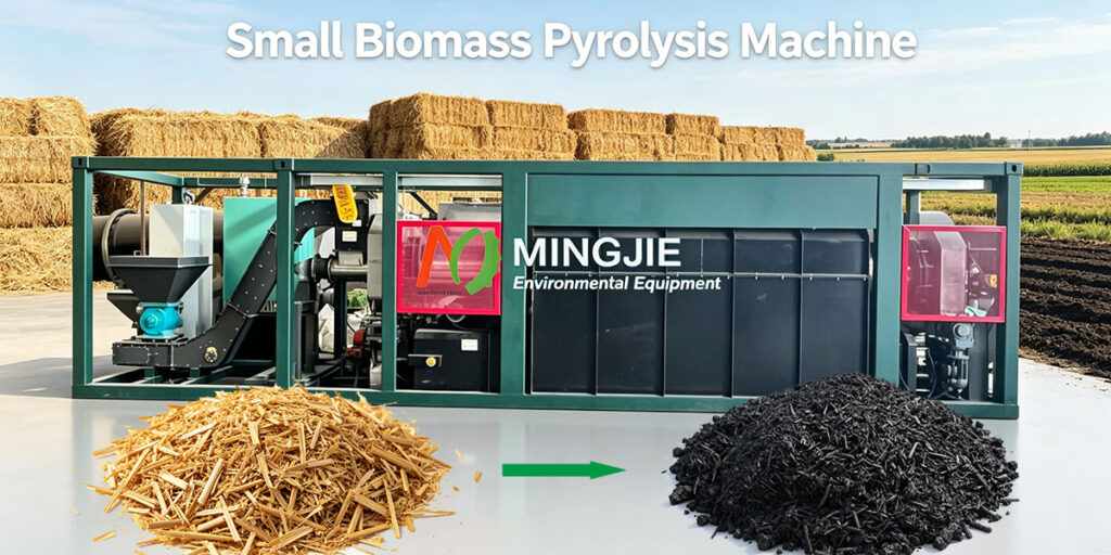 MJT-100 Small Biomass Pyrolysis Machine Converts Straw to Biochar