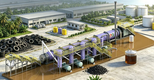 Waste Tire Pyrolysis System for Fuel Oil Production