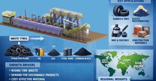 Waste tyre pyrolysis plant rubber to carbon black & syngas