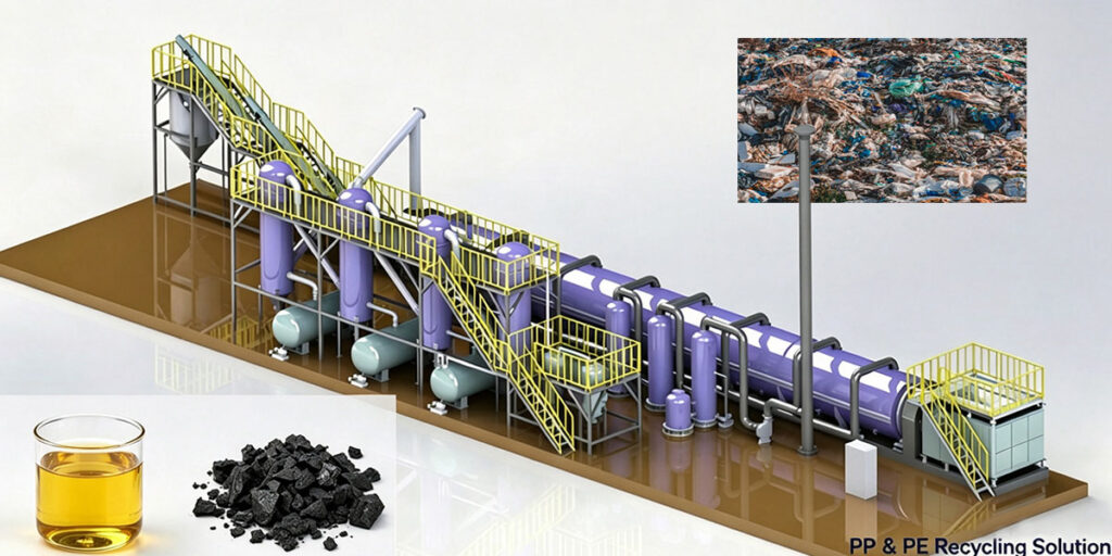 Waste Plastic Pyrolysis to Oil Plant for PP and PE Recycling